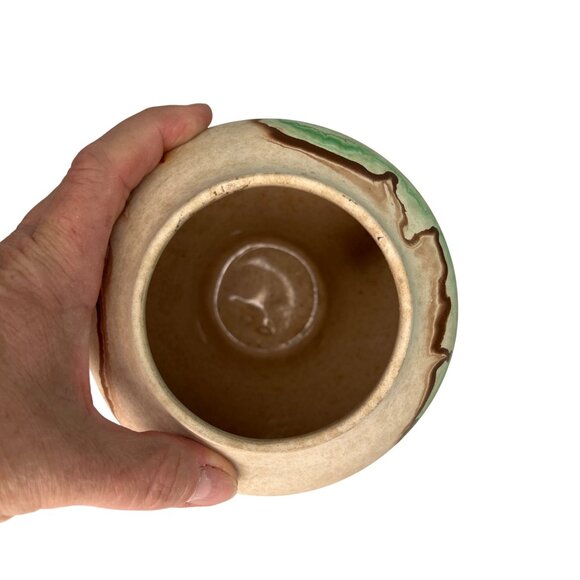 Vintage Nemadji Pottery Vase Marbled Green & Brown Clay - Picture 5 of 10